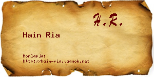 Hain Ria névjegykártya